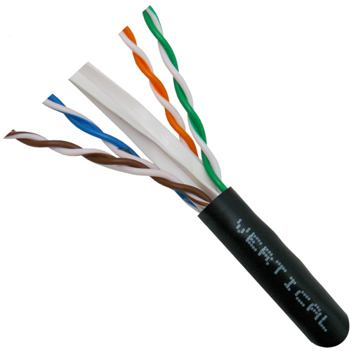 Vertical Cable | Cat 5E 1000&#39; Box Black UV Outdoor rated