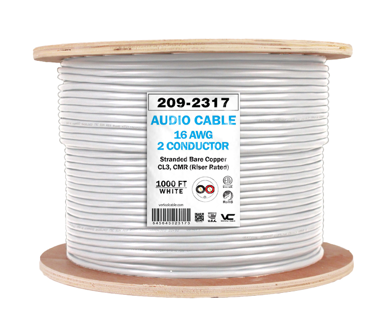 Vertical Cable - Cable 16/2 Stranded 1000&#39; Reel White 65 