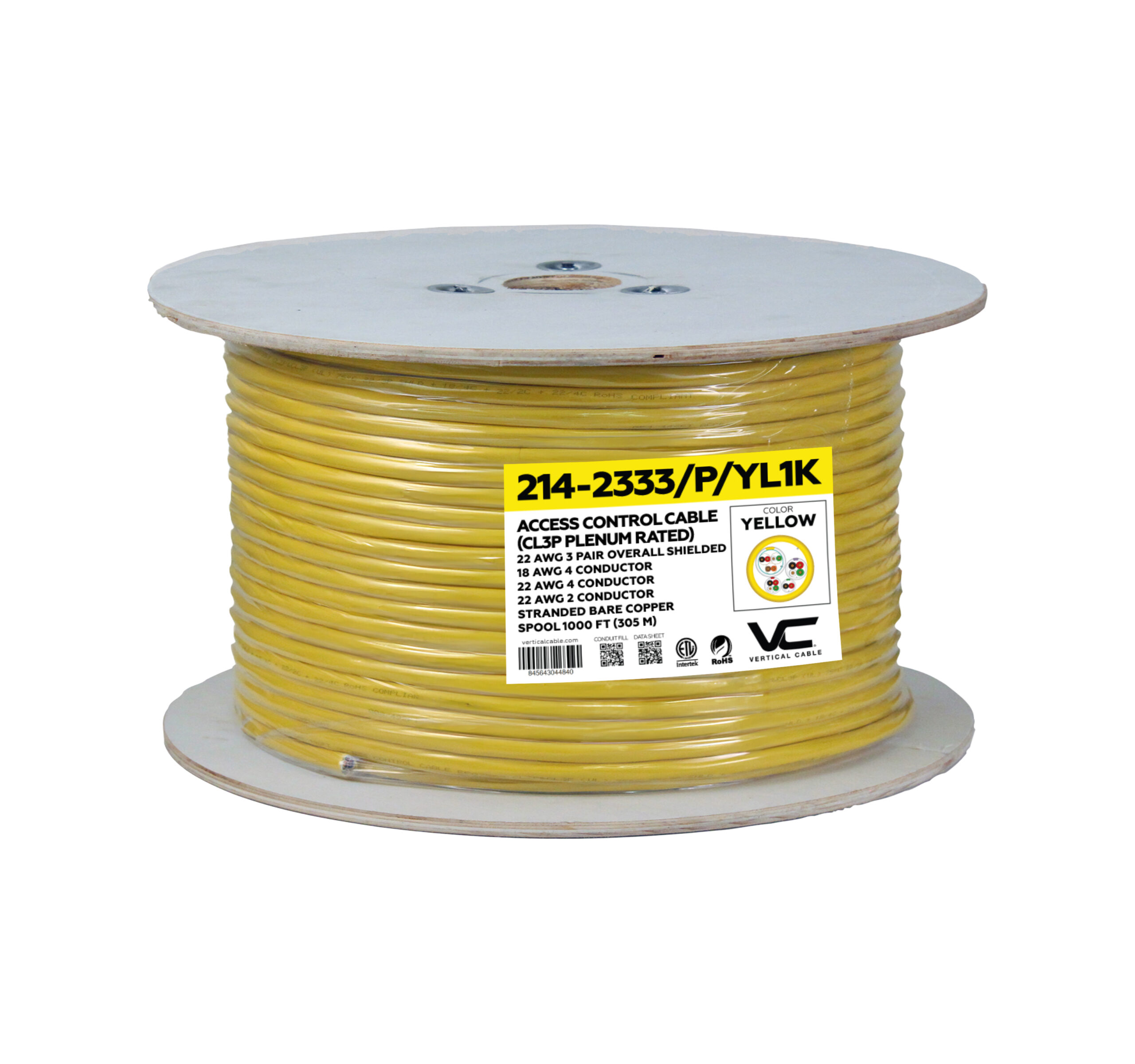 VERTICAL Cable - Access  Control 1000' Yellow Reel CMP