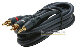 TRISTATE | Y Cable 2 RCA Male-3.5mm Stereo Plug 6FT