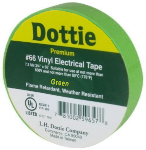 DOT | Tape GREEN Premium PVC 3/4&quot; X 66&#39;