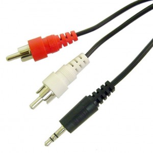 CALRAD | Y Cable 2 RCA Male-3.5mm Stereo Plug 3FT