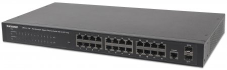 INTELLINET | Switch 24 Port Gigabit PoE 370W 4 Rj45 uplink