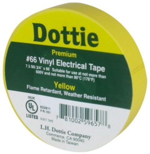 DOT | Tape Yellow Premium PVC 3/4&quot; X 66&#39;