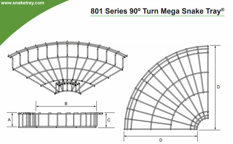 SNAKETRAY | Snake Tray MegaSnake 90 Degree 2&quot;X 12&quot;