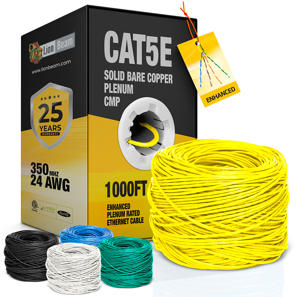 LIONBEAM - Cable Cat 5e CMP Yellow 1000' Pull Box