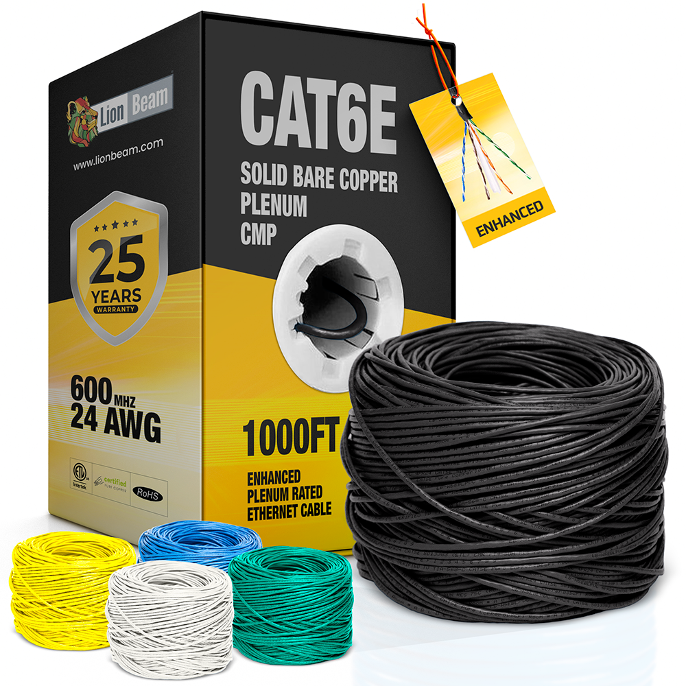 LIONBEAM - Cable Cat 6 CMP Black 1000' Pull Box