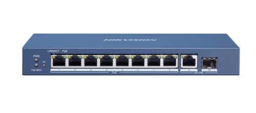 HIKVISION | Switch 8 Port Gigabit PoE, 1 Uplink,1SFP