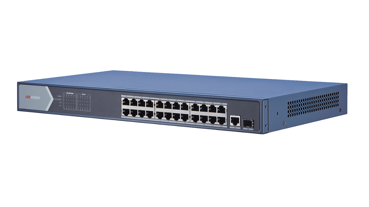 HIKVISION | Switch 24 Port
Gigabit PoE, 1 Uplink,1 SFP
370W L2 Unmanaged