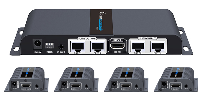 LIONBEAM | Balun HDMI 1X4 Cat
6 130 FT IR PoC