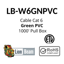 LIONBEAM - Cable Cat 6 CMR Green 1000&#39; Pull Box