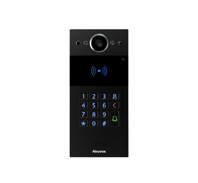 AKUVOX | Surface SIP intercom with 1 button &amp; KEYPAD -BLACK