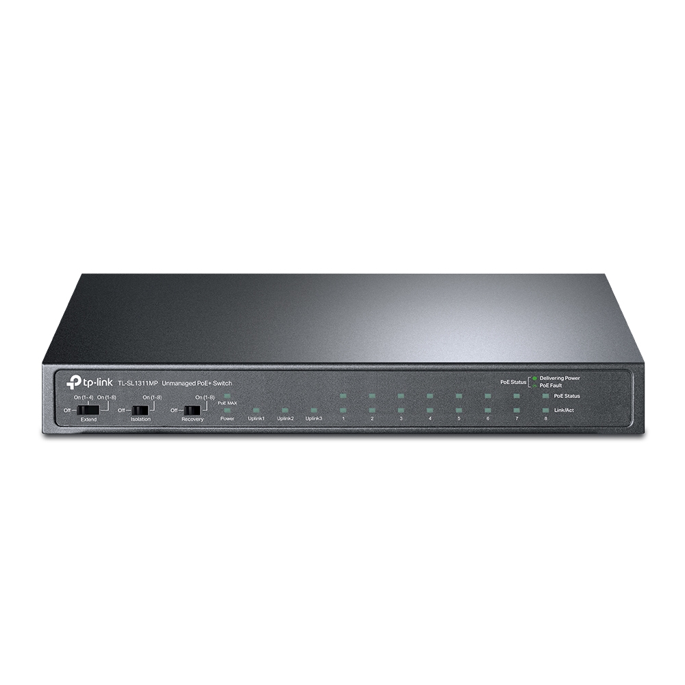 TP-LINK | Switch 8-Port
10/100Mbps + 3-Port Gigabit
Desktop Switch with 8-Port
PoE+ 124w