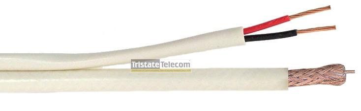 LIONBEAM | Cable RG59 W/18/2 PVC 500&#39; RIB White