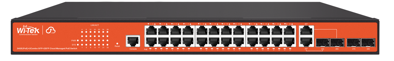 Wi-Tek | Switch 24 Ports Poe Gigabit 2 SFP L2 Managed With