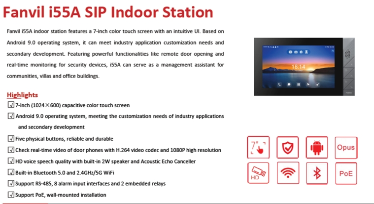 FANVIL | Fanvil IP Video Intercom Touchscreen Android