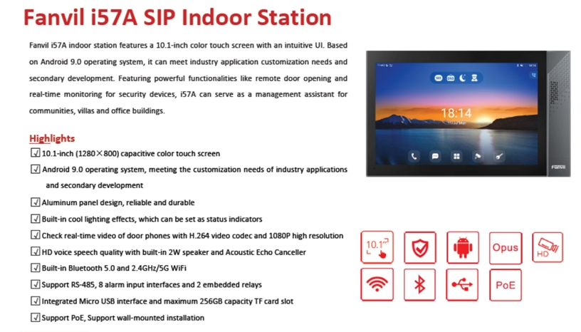 FANVIL | Fanvil IP Video Intercom Touchscreen Android