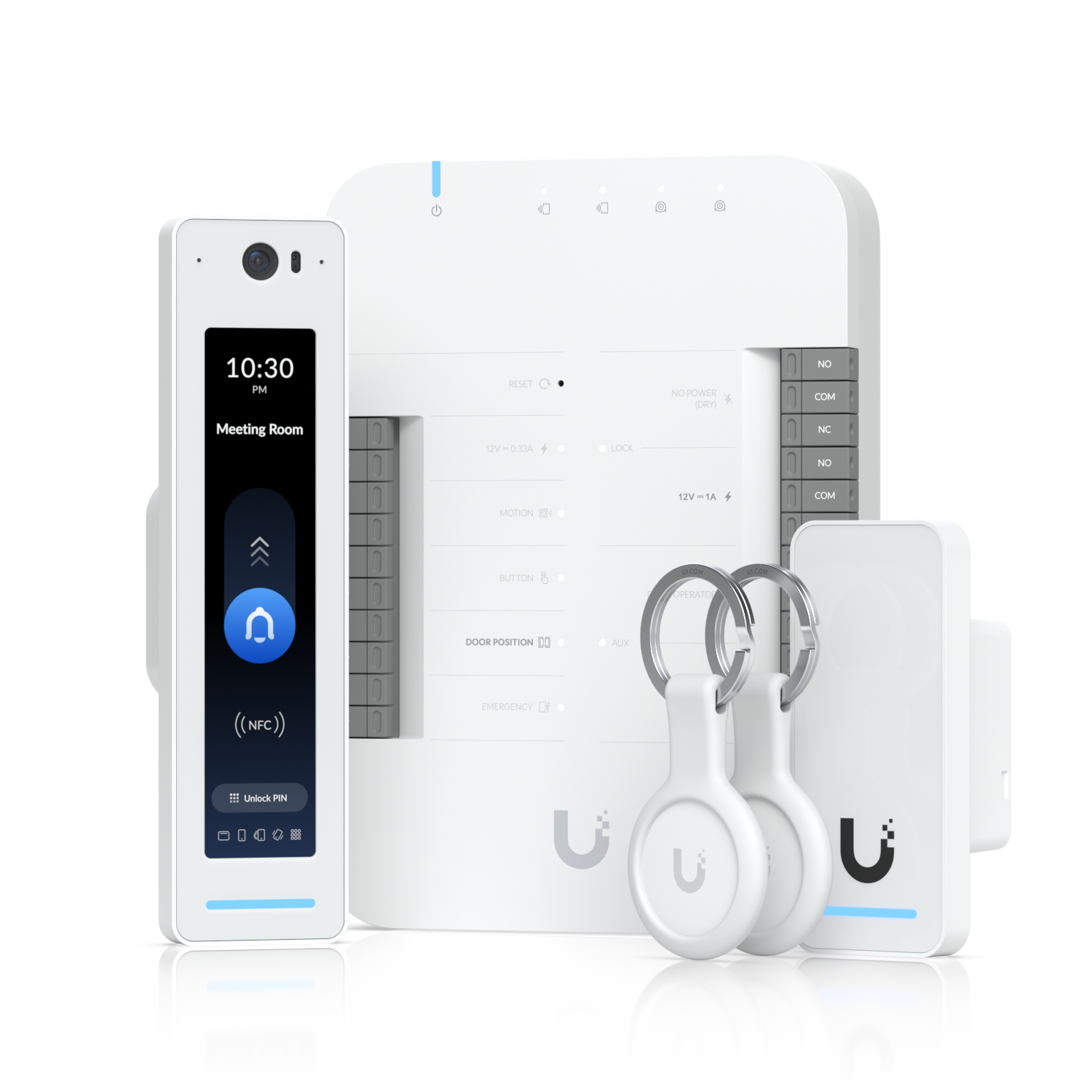 Ubiquiti | UniFi G2 Access
Starter Kit Pro (1) UniFi
Access Door Hub (1) Access
Reader G2 Professional (1)
Access Reader G2 for door exit
or entrance for additional
door (2) UniFi Access pocket
key fob